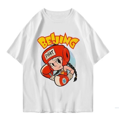 Kaos Streetwear Unisex Tee Motif Bejing Distro T-shirt Pria dan Wanita Oversize