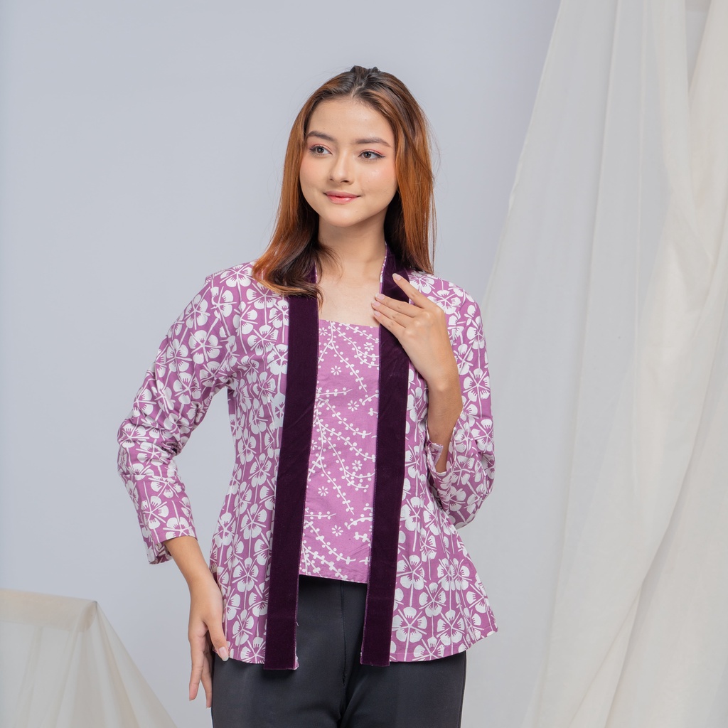 KEBAYA KUTUBARU BATIK  BELUDRU MODERN | OUTFIT KONDANGAN LILAC - LANGITJUA BATIK SOLO