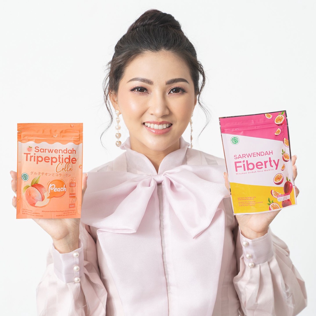 BUNDLING SLIM & GLOW ( SARWENDAH FIBERTY + SARWENDAH TRIPEPTIDE COLLAGEN PEACH ) BPOM HALAL BY SARWE