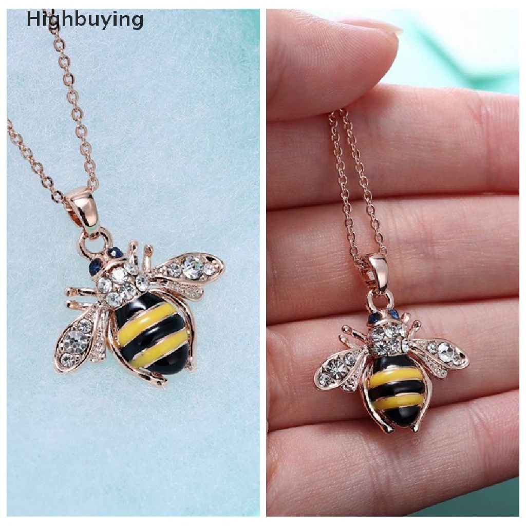 Hbid Chic Lucu Wanita Ladies Honey Bumblebee Lebah Kristal Liontin Rantai Kalung Glory