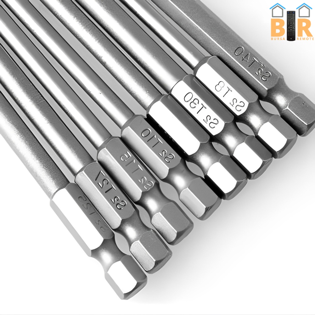 Mata Obeng Torx Bintang Kunci L Hex Shank Set 8Pcs Lurus Magnetic 150MM Bahan Baja Alloy Steel