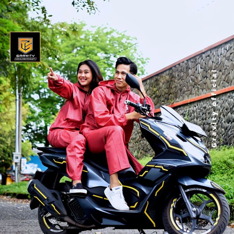 Jas Hujan GRAVITY Pria Wanita Mantel Hujan Jas Ujan Dewasa Raincoat Pria Wanita Tebal Keren Unisex