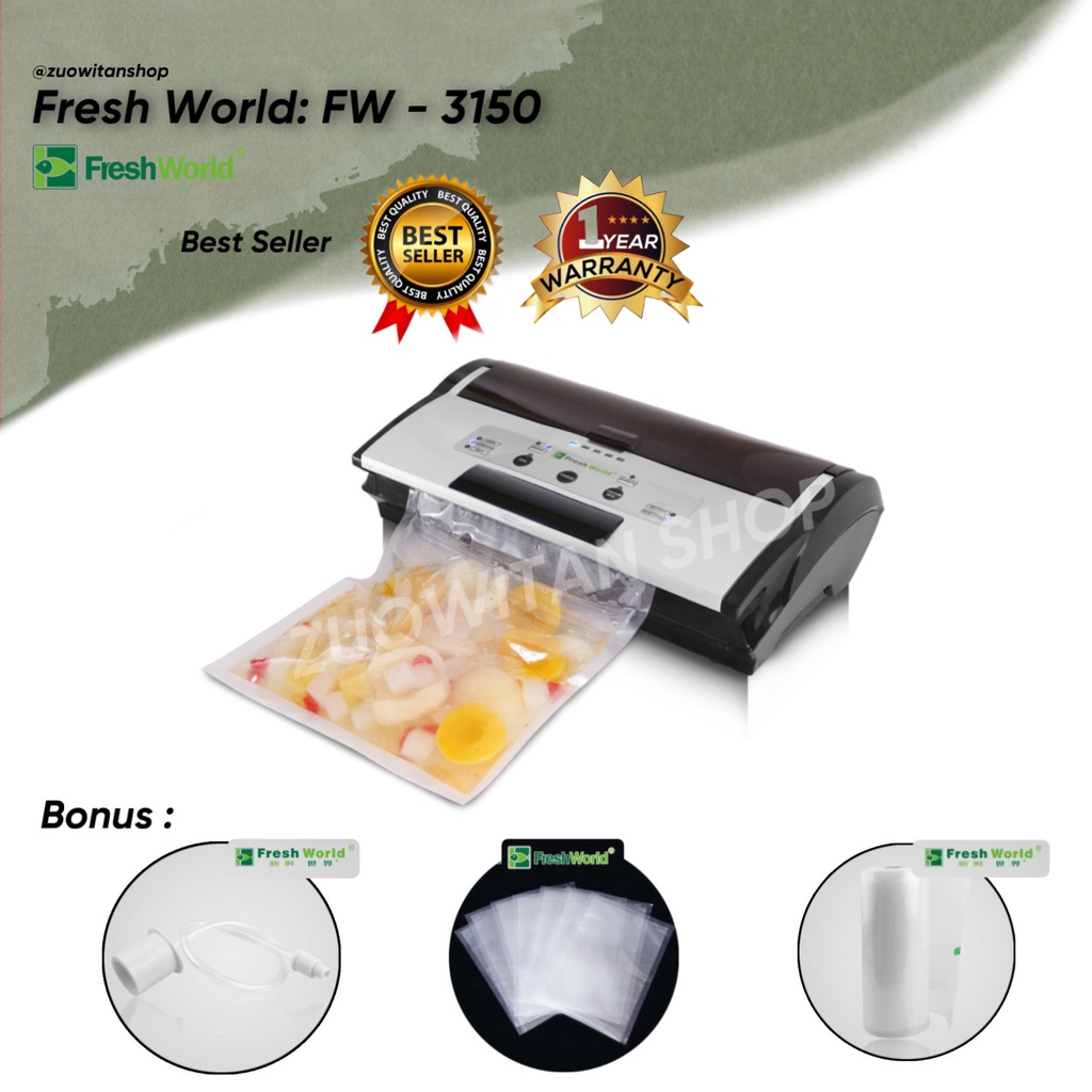 Super Power...Mesin Vacuum sealer khusus basah dan kering  Freshworld Fresh World FW TVS 3150
