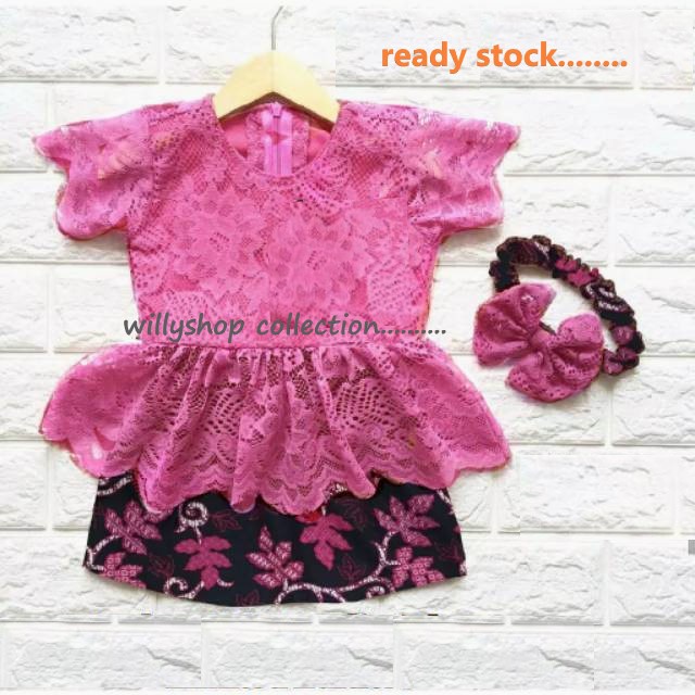 buat umur 1&amp;8 tahun set kebaya anak anak  kutubaru 6 warna