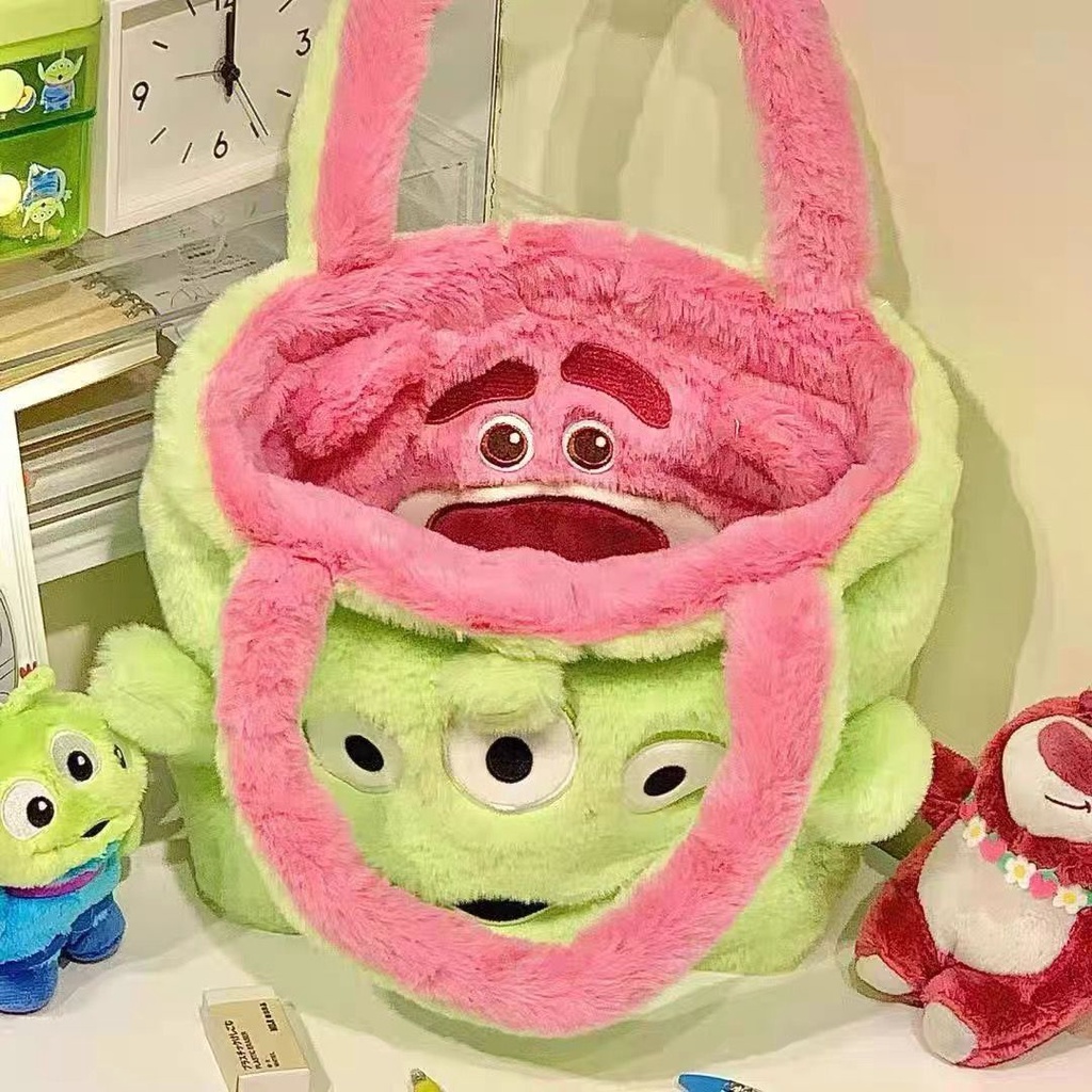 Lotso Disney Handbag Bulu Plush 2in1 Karakter Tas Dua Sisi Boneka Beruang Lucu Wanita Korean Style By Chikoisme