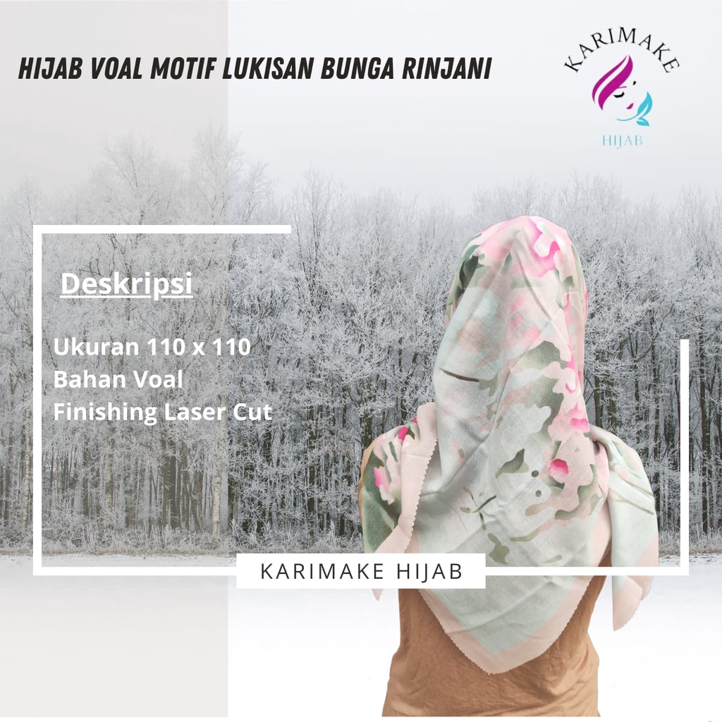 Karimake Hijab Scraf Motif Lukisan Bunga Rinjani I