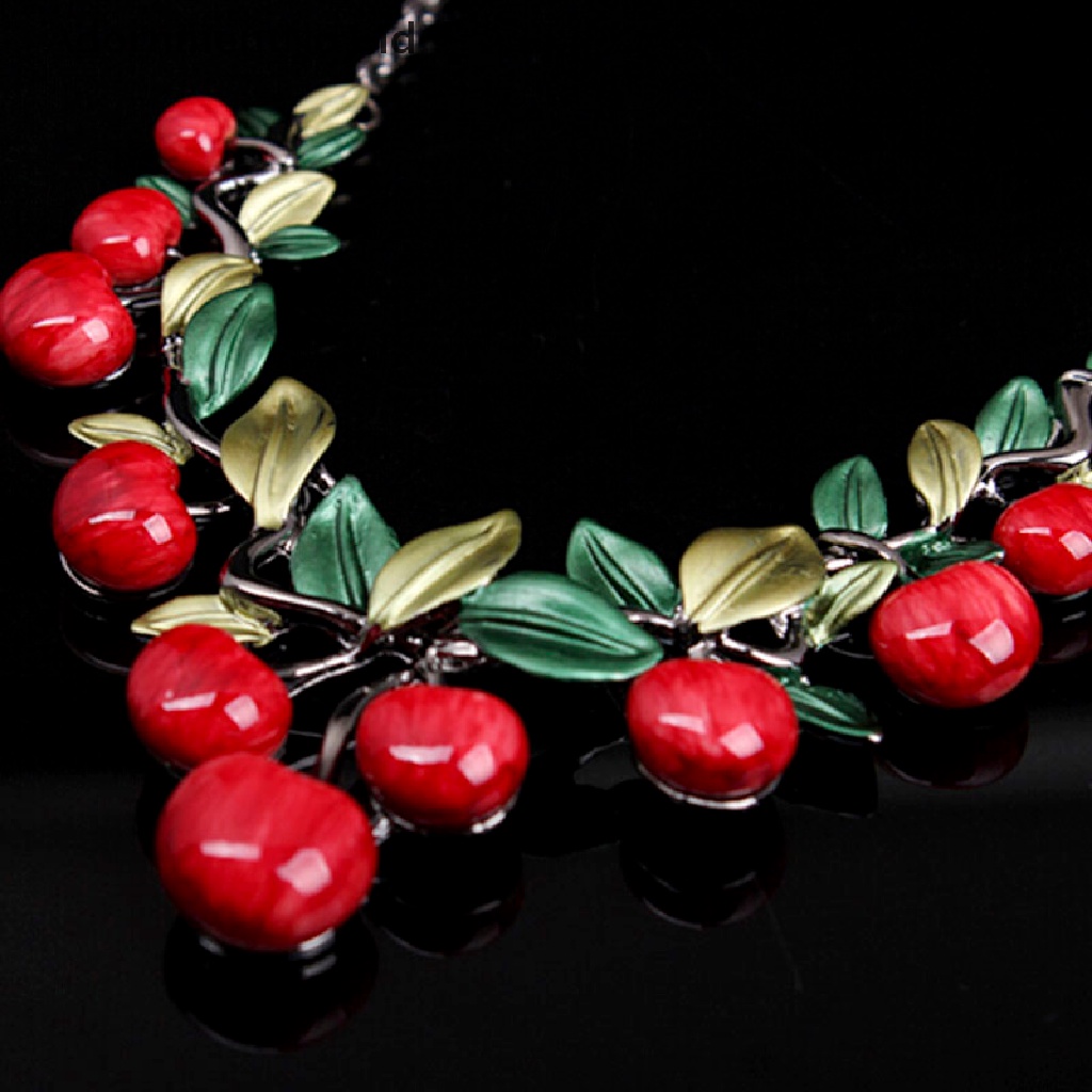 [AdornmentNo1] 1set Kalung Cherry Merah Set Chocker Kalung Anting Weeding Pesta Decor [ID]