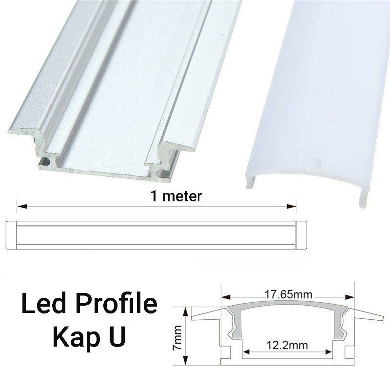 Housing Led Strip Aluminium Cover Dove Rel Lampu 1 Meter
