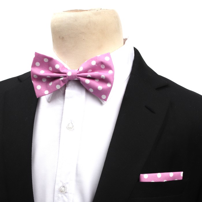 Houseofcuff Dasi Kupu Bowtie Pocket Square Saputangan Violet Polka A25