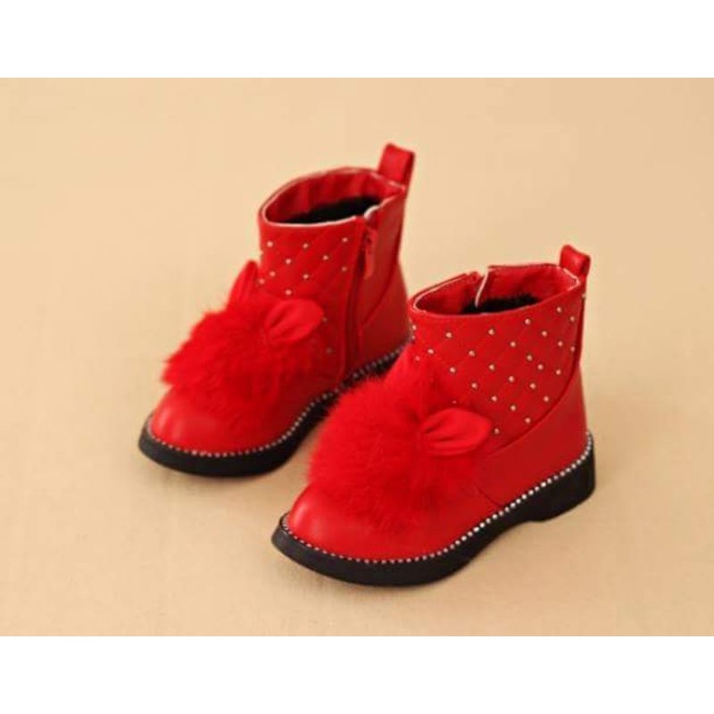 Sepatu Boot Anak Red Bunny / Boot Anak / Sepatu Anak Merah
