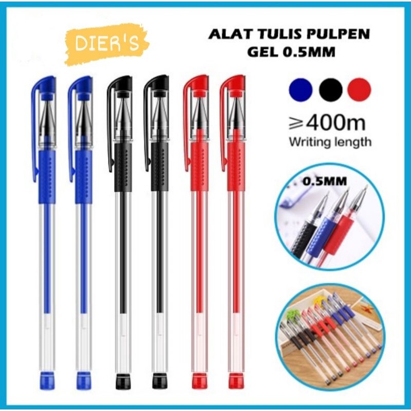 

Pulpen Gel Ink 0.5Mm Alat Tulis Kantor Sekolah Pena Pen Tinta Cair Standart Warna Merah Hitam Biru