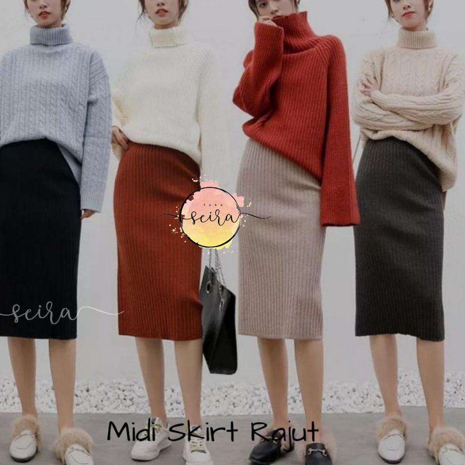 SZL.22Ja23в– [BISA COD] Midi Skirt Wanita / Rok Rajut Pendek / Rok Pendek Wanita / Midi Skirt Korea 