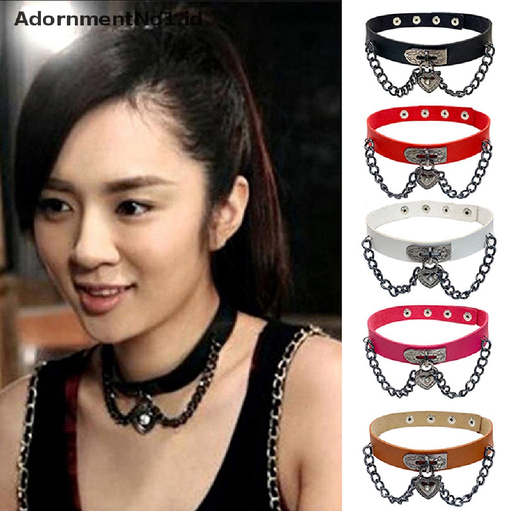 [AdornmentNo1] Gothic Choker Kalung Wanita Perempuan Rivet Kulit Kalung Rock Kpop Punk Leher Kerah Hitam Choker Kalung Keren Kerah [ID]