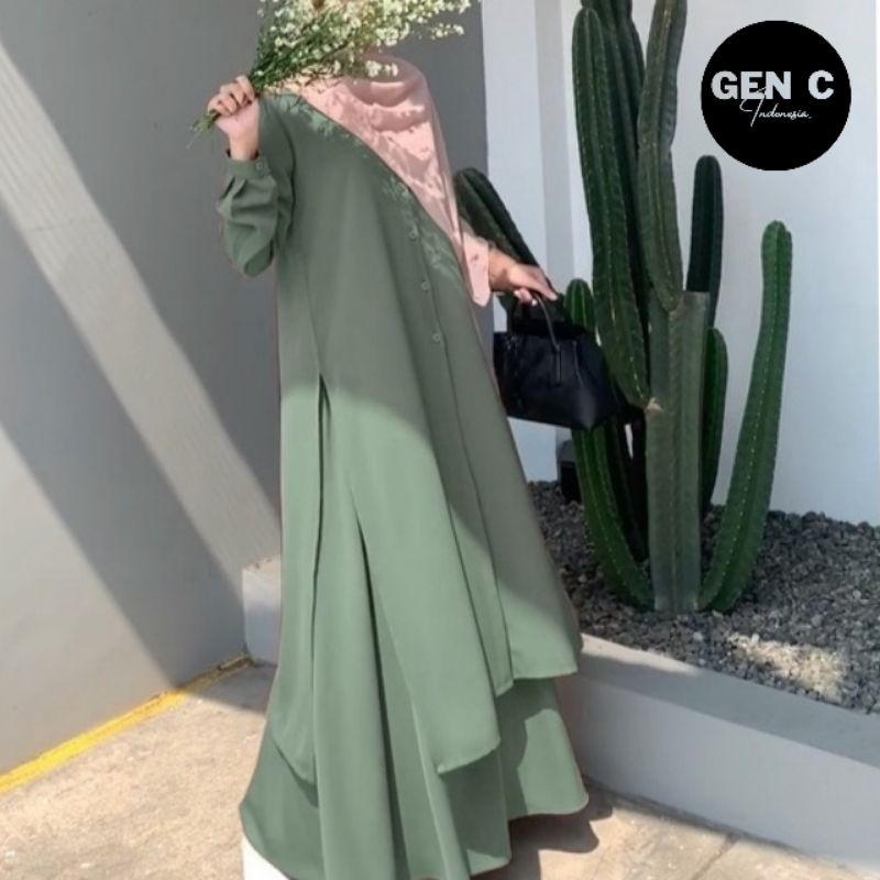 Gratong Baju One Set Tunik + Rok Jumbo Setelan Malaysia Long Tunik Syar'I Setelan Long Tunik Rok