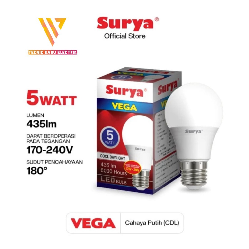 LAMPU LED BULB SURYA VEGA BY HANNOCHS 5W 7W 9W 12W 15W 18W GARANSI 1 TAHUN BOHLAM SUPER TERANG SNI ANTI PECAH 5 7 9 12 15 18 WATT