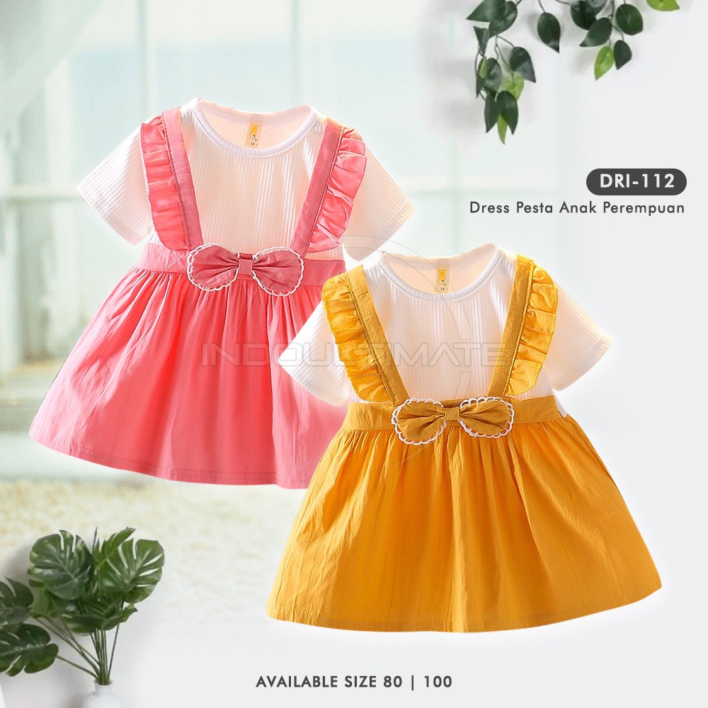 Dress Casual Pesta Anak Perempuan DRI-112 Cewek Import Premium Setelan Baju Rok Impor Bayi Balita Perempuan 6 Bulan - 5 Tahun Baju Anak Perempuan Baju Bayi Perempuan