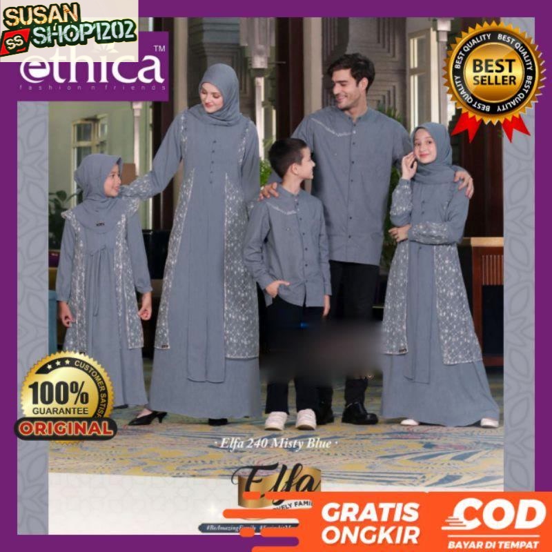 SARIMBIT ETHICA 2022 ELFA 240 MISTY BLUE /SERIMBIT LEBARAN / BAJU MUSLIM COUPLE KELUARGA / BAJU LEBA
