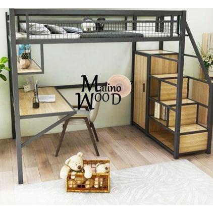 LF-02 Loft bed besi ranjang tempat tidur minimalis dipan divan besi