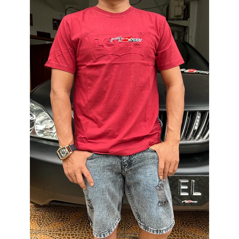 stelan pria terbaru model kini // kaos distro katun combed 24S premium import // celana pendek pria denim model sobek // + paper bag