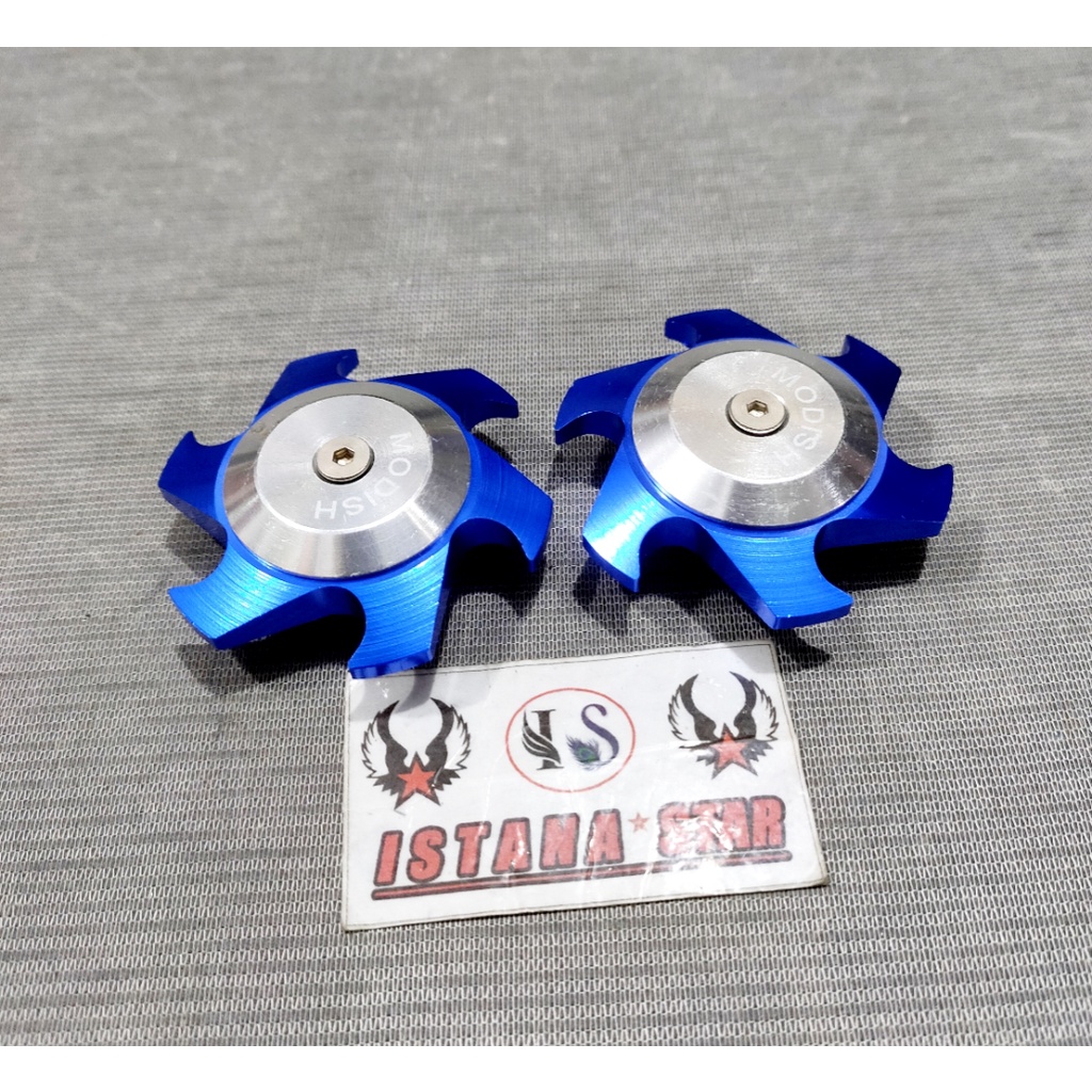 Jalu As Roda depan Biru Model Bintang Universal Full CNC