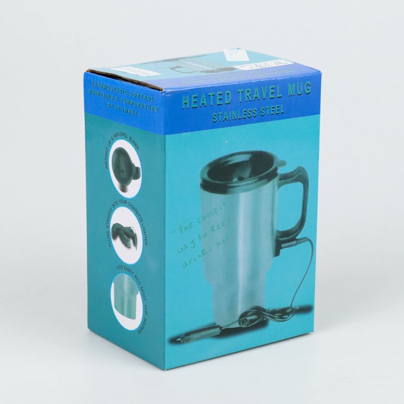 One Two Cups Gelas Insulasi Car Kettle Stainless Steel dengan Pemanas 12V 450 ML - NJ88 - Silver