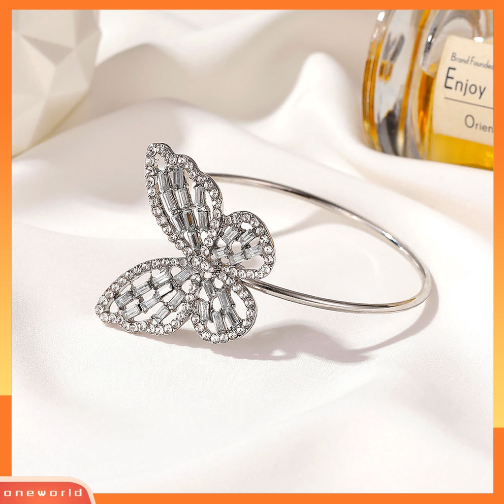 {oneworld} Gelang Bangle Stylish All-match Flexible Alloy Pembukaan Adjustable Butterfly Untuk Pesta