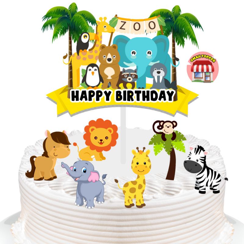 Jual Topper Tema Animal Zoo / Topper Cake / Kue Ultah Shopee Indonesia