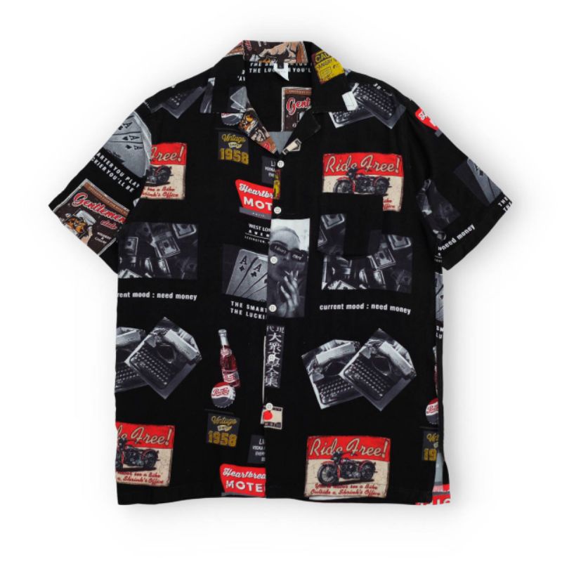 Kemeja Hawaiian Vintage Black | Short printing