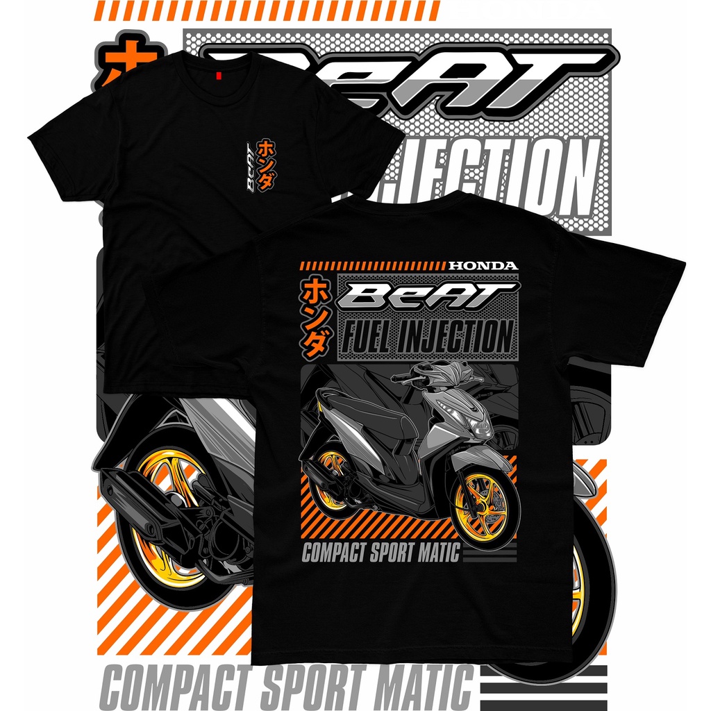 Kaos Drifthreats BEAT INJEC MODIFIKASI  Pria Wanita Hitam