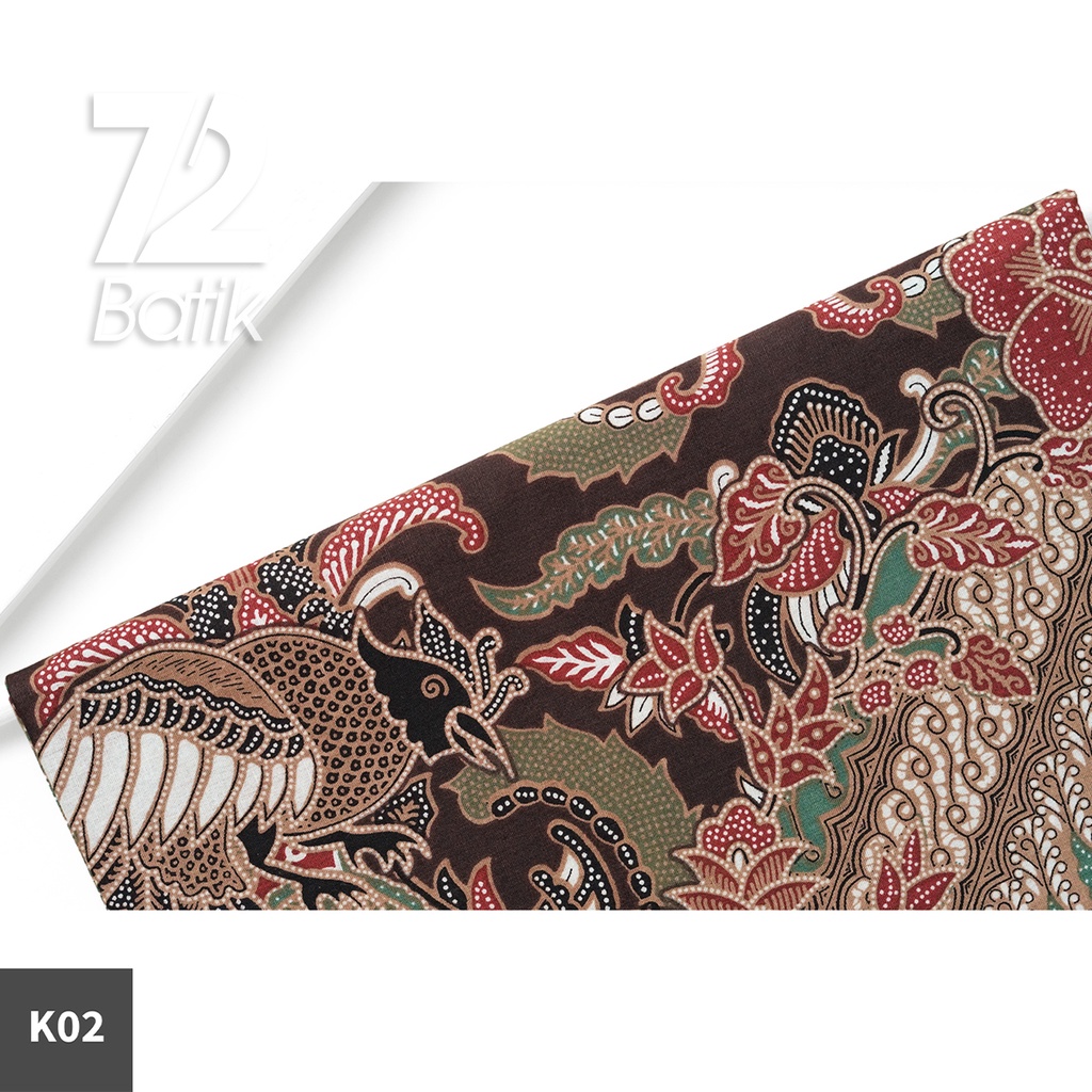 KAIN BATIK PREMIUM Bahan Katun Motif Burung Ekor Panjang Hitam Tanah 722691 Cap 72 Jarik Jarit Samping Kebat Panjang Batik Katun Modern Premium Bahan Seragam Batik Pernikahan Kantor Keluarga Murah Kamen Jadi Batik Bali Lembaran