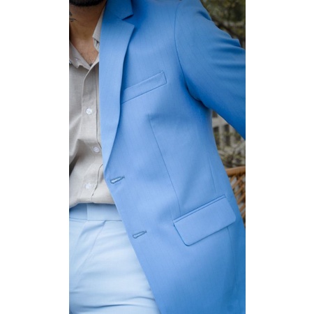 Mubeng - Elegant Jas Slimfit Blue Stripe Black (Limited)