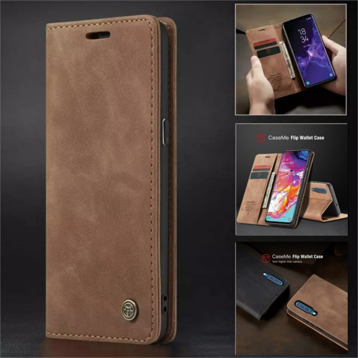 Samsung galaxy A7 2018  Flip Case Dompet Kulit Magnetik Mewah Slot kartu Berdiri