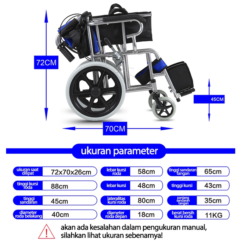 Kursi roda Alluminium Bisa Dilipat / Kursi Roda / Travel Kursi Roda Lipat