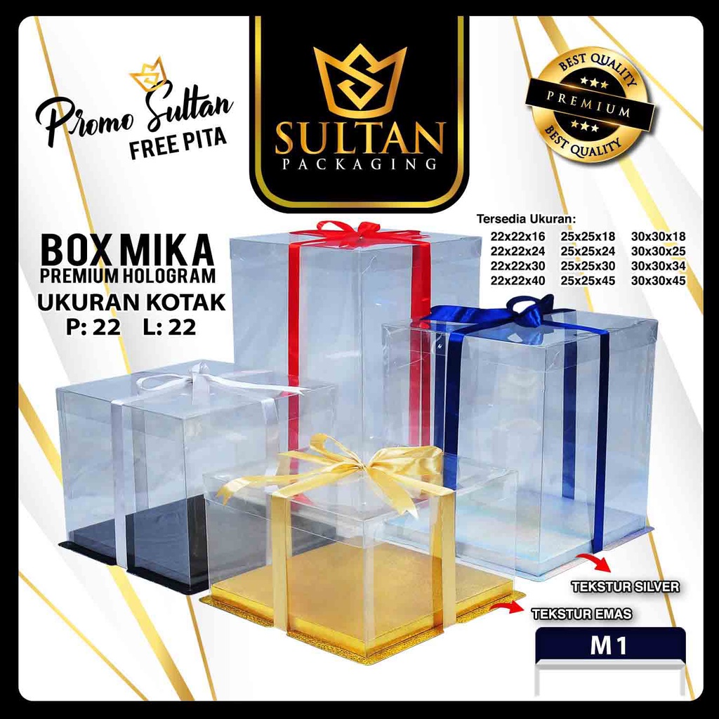 

Kotak Mika - Cake Box - Kotak Kue Mika Transparan Dus Hadiah Hantaran Uk 22x22 - M1