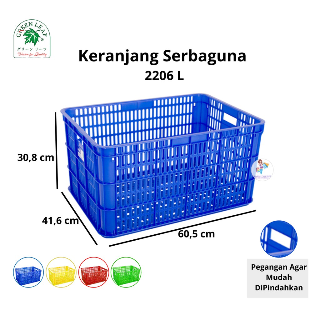 Keranjang Industri Container Box Serbaguna 2206 L Green Leaf