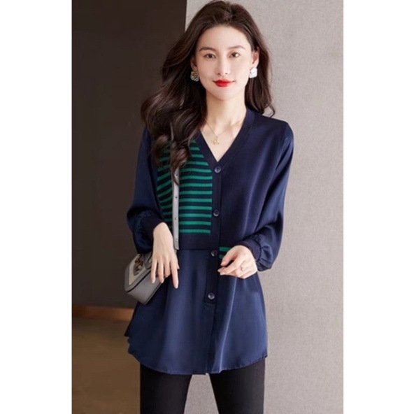 Blouse Wanita, Blouse Korea, Blouse Katun Silk Mix Rajut , Atasan Wanita Import , Baju Wanita, Busui