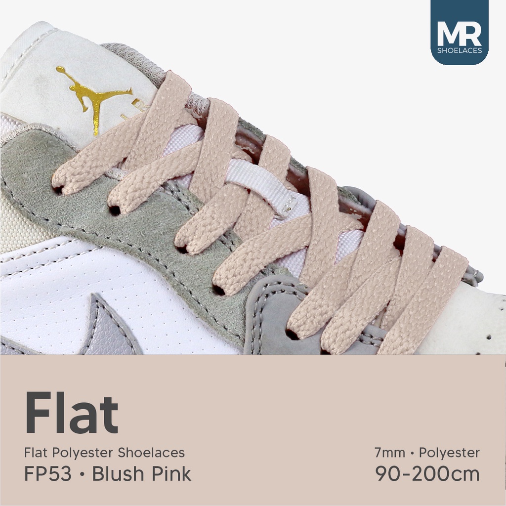 Original MR Shoelaces FP53 Blush Pink (Merah Muda) Tali Sepatu Polyester Pipih Flat 7mm 80cm 90cm 100cm 120cm 130cm 150cm 180cm 200cm untuk Sneakers - Premium Shoelace Gepeng