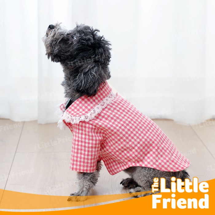 Baju Tidur Piyama Anjing Kucing Trend Terbaru Lace Plaid Front Button