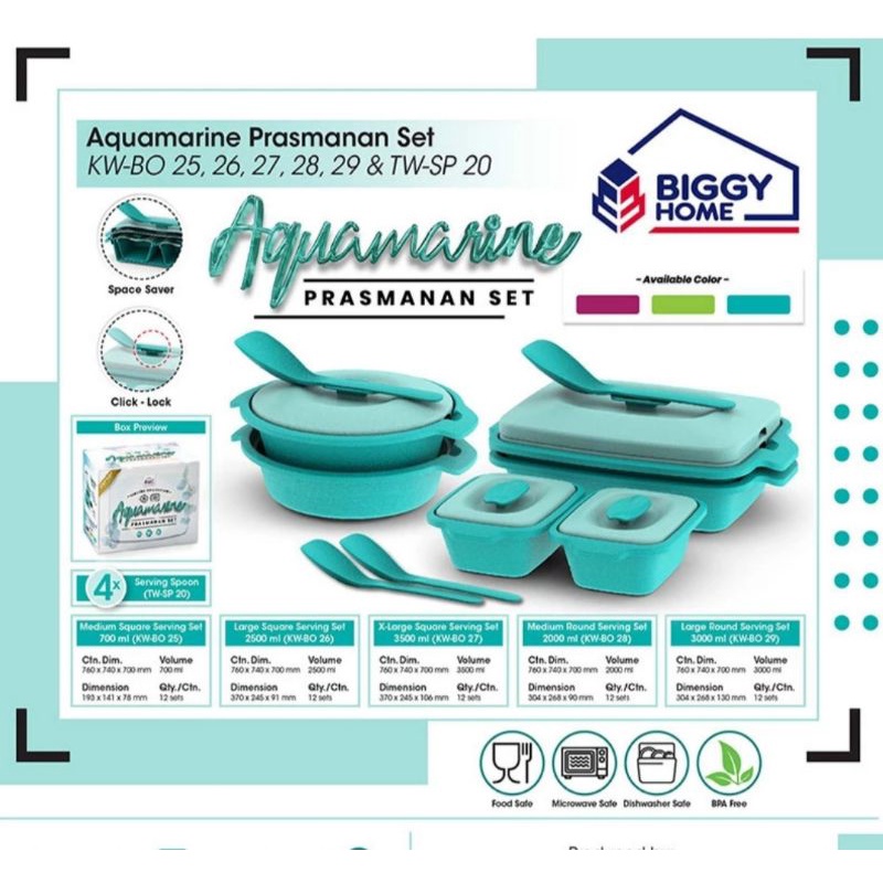 BIGGY x GRUVY Aquamarine - Blue - Serving Set 6 Pcs [Prasmanan Set]