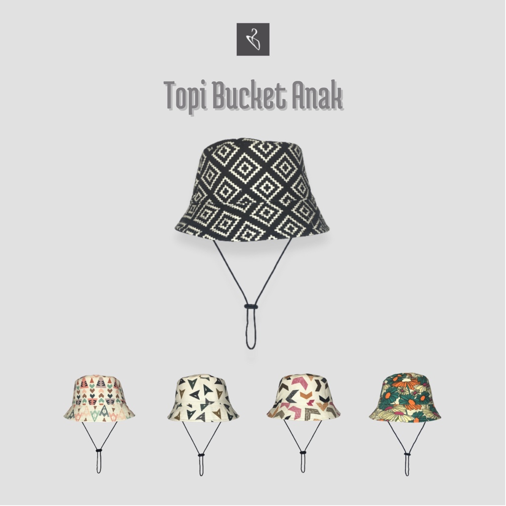 Topi Bucket Hat Anak Tali Motif Keren Lucu