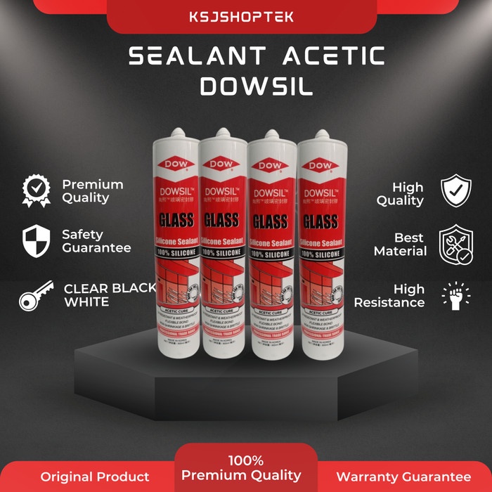 SILICONE SEALANT BOTOL DOWSIL GLASS KACA NEUTRAL ASAM DOW CORNING