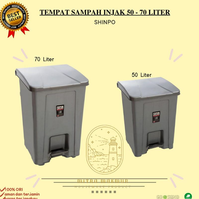 [ ⭐FREE ONGKIR⭐ ] Tempat sampah injak besar 50/70 liter tebal Shinpo plastik berkualitas