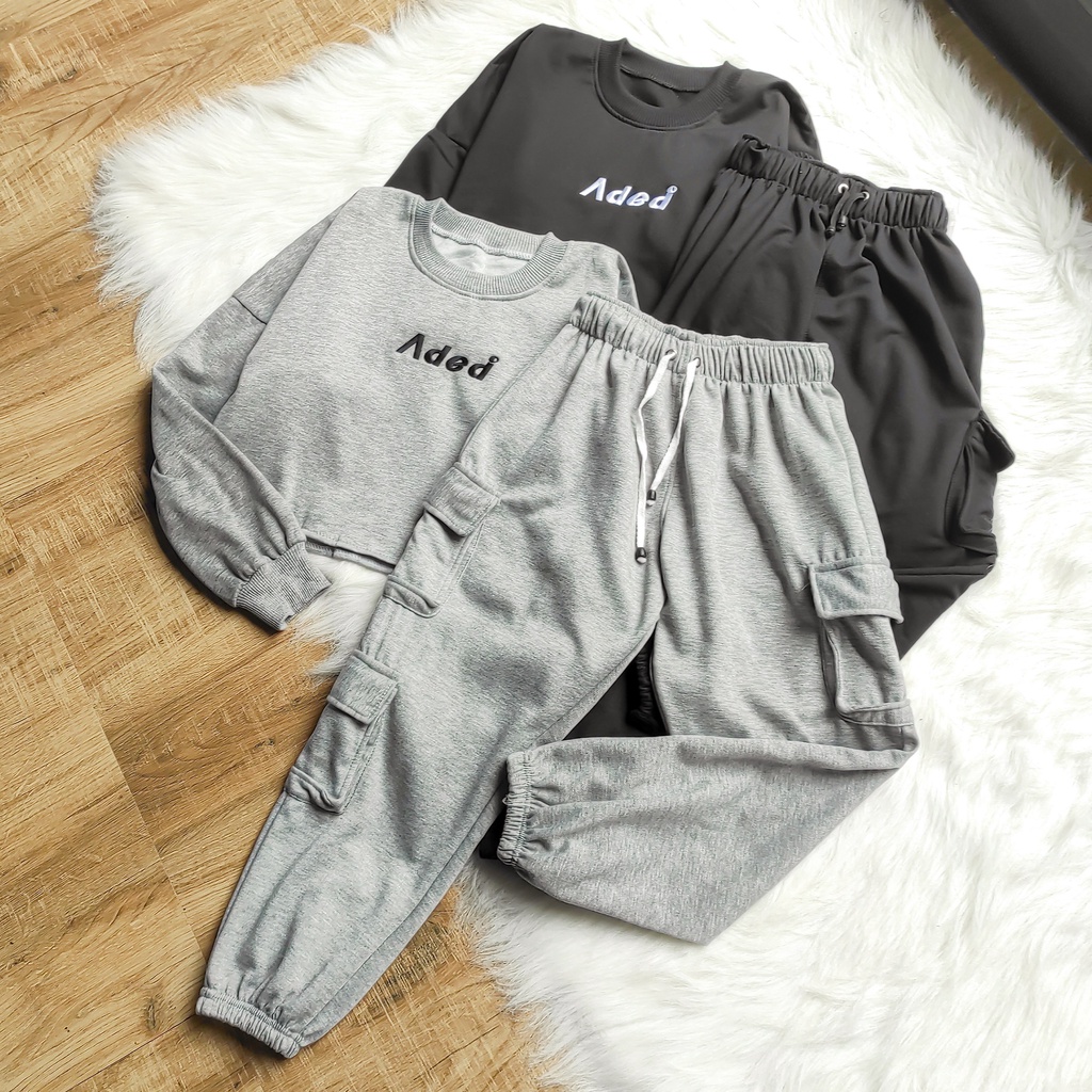 Sweatshirt Jogger &amp; sweater Sporty Adea Pria Dan Wanita Terbaru - Setelan Unisex