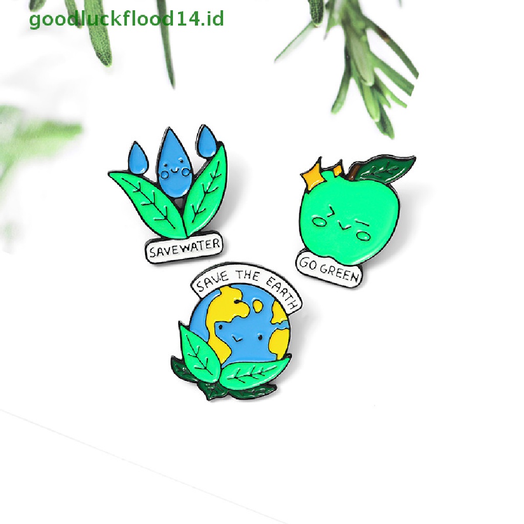 [GOOGFOUR] Save the Earth Enamel Protect Environment Bros Tas Pakaian Kerah Pin Lencana [TOP]