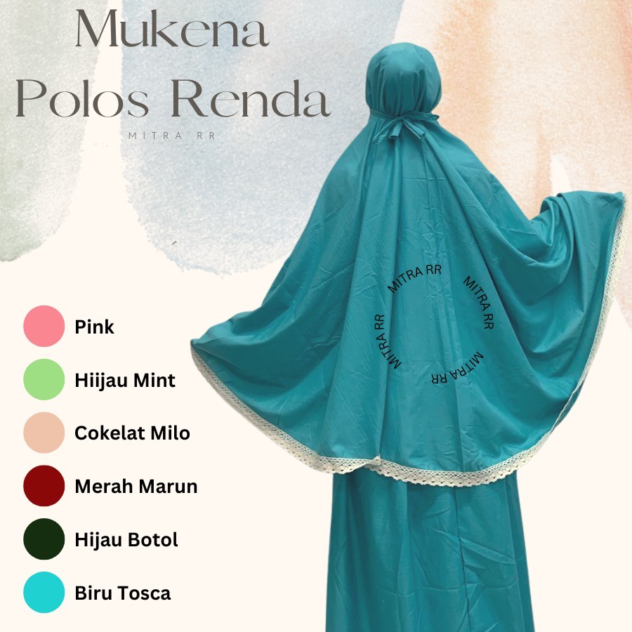 Mukena Renda Polos Katun/ Mukena Anak Remaja Tanggung/ Mukena Anak SMP-SMA Fit to M