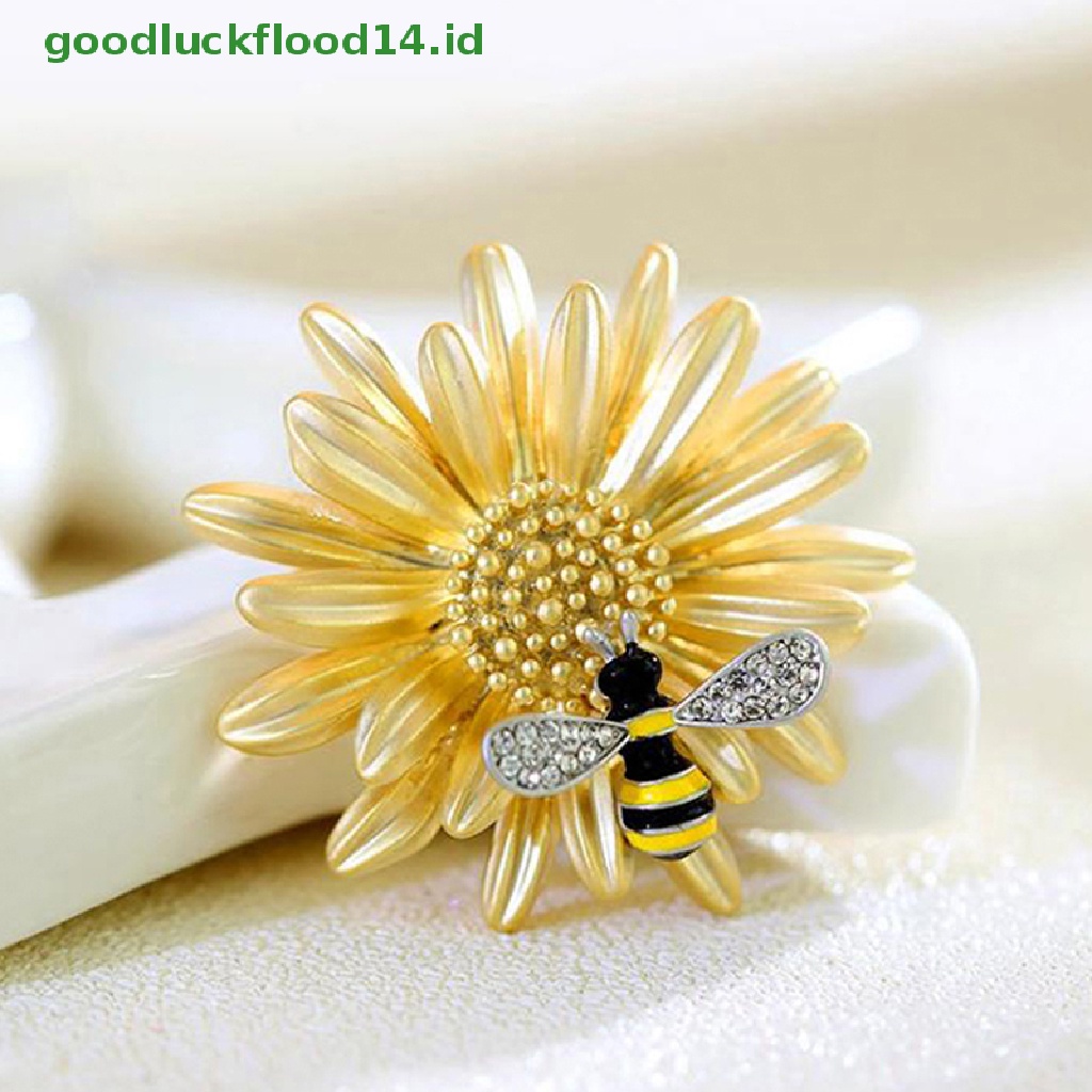 [GOOGFOUR] 1pc Bunga Matahari Dengan Lebah Bros Pin Wanita Gadis Daisy Bros Aksesoris Pakaian [TOP]