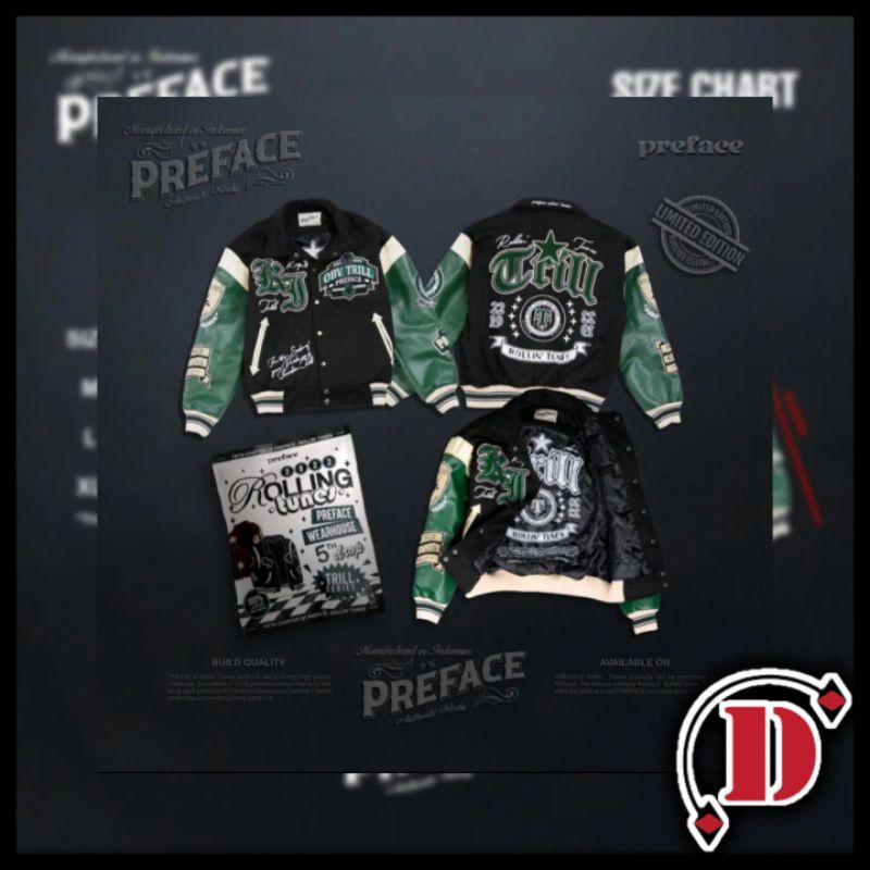 Jaket Varsity Preface Rolling Tunes Pria