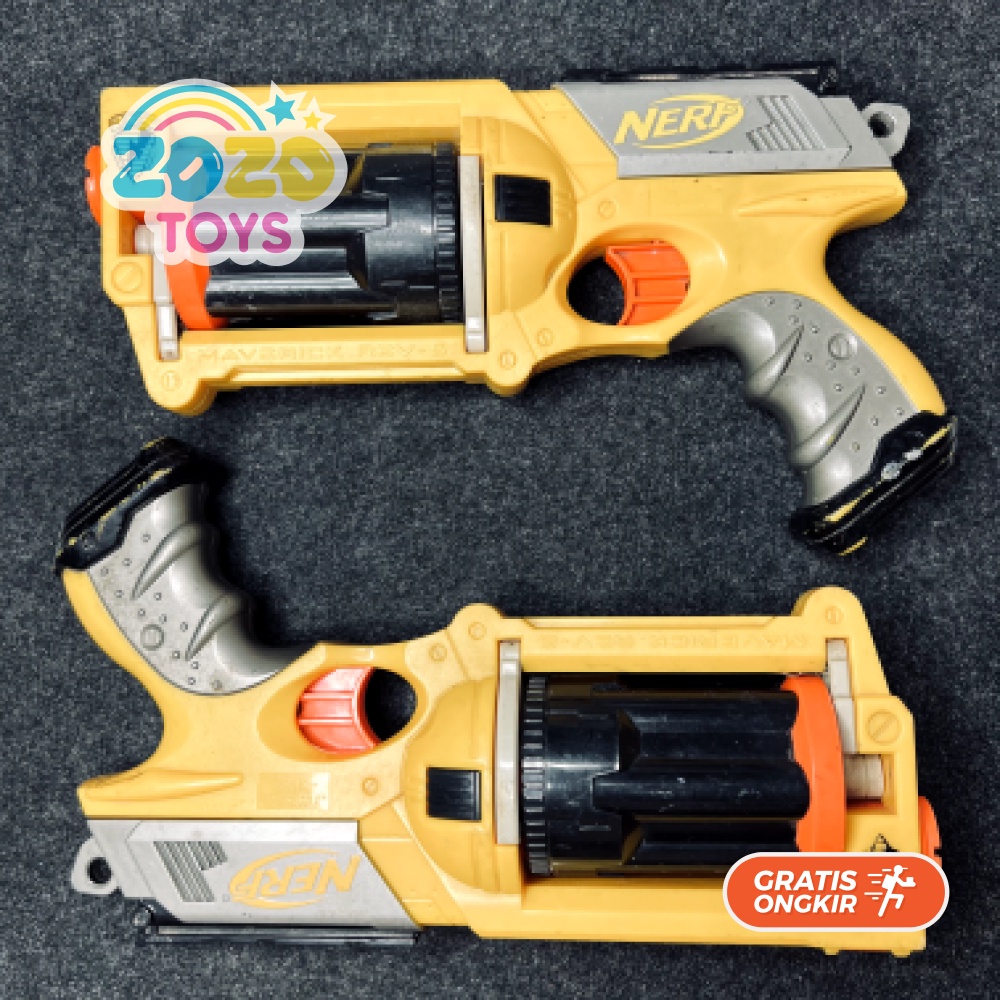 Nerf Maverick Rev-6 Kuning Mainan Tembakan Bekas Pistol Preloved