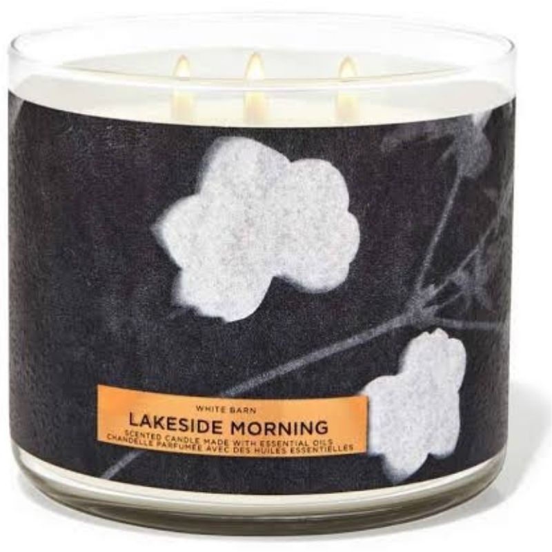 BATH AND BODY WORKS BBW LAKESIDE MORNING 3 WICK SCENTED CANDLE MADE WITH ESSENTIAL OILS 411 G