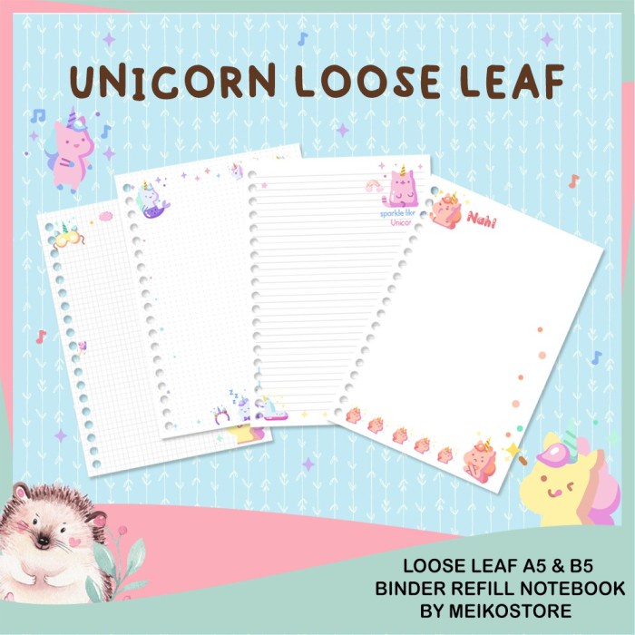 

Kertas Kertas Loose Leaf Paper A5 /B5 - Unicorn - Isi Binder Refill Notebook